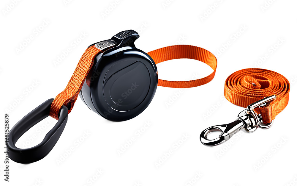 Poster a stylish dog leash with a padded handle, isolated on a empty plain background