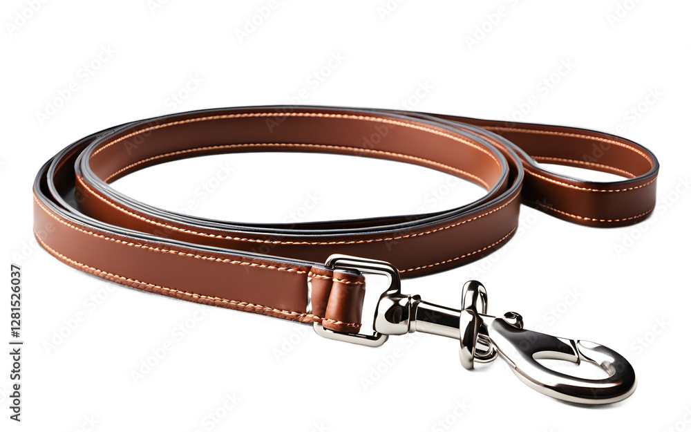 Poster a stylish dog leash with a padded handle, isolated on a empty plain background
