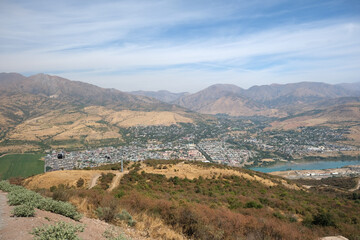 Obraz premium panorama of the river in the foothills of the Tien Shan