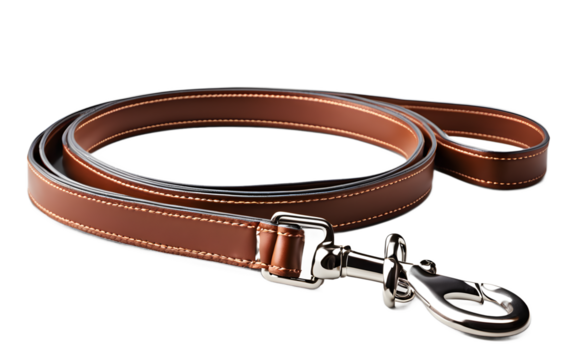 A stylish dog leash with a padded handle, isolated on a empty plain background
