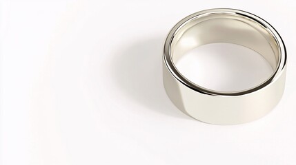 elegant white gold wedding ring with a simple design, isolated against a white background. white gold ring, wedding ring, minimalist design, simplicity, clean surface, elegance, shiny, isolated, 