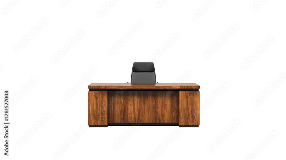 Poster walnut and black executive desk with matching chair, enhance your workspace with style functionality