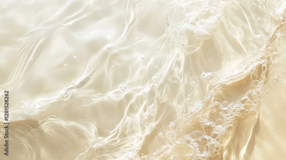 Poster rippling waves create a mesmerizing dance of light across a golden backdrop, embodying the serene be