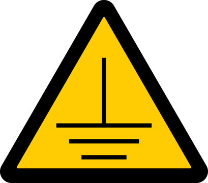 warning sign, electrical grounding symbol