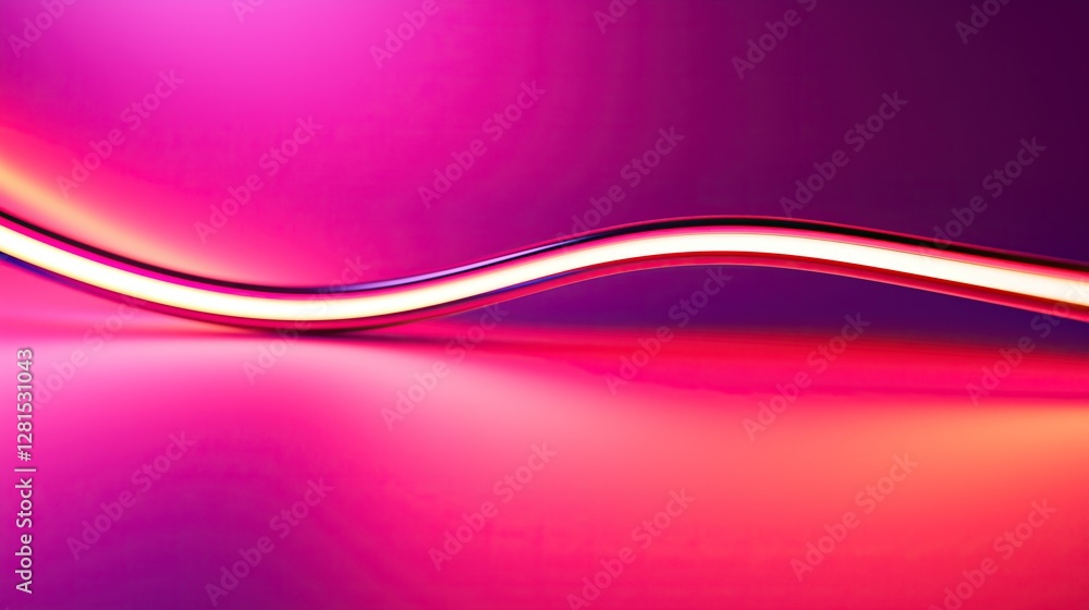 Poster illuminated curved light strip on gradient background vivid color and shape modern feel