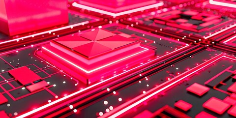 Fototapeta premium futuristic, technology, digital, cyber, abstract, background, 3d, motherboard, cpu, electronic, computer, hardware, processor, macro, component, close-up, pcb, pc, industry, circuit, equipment, board,