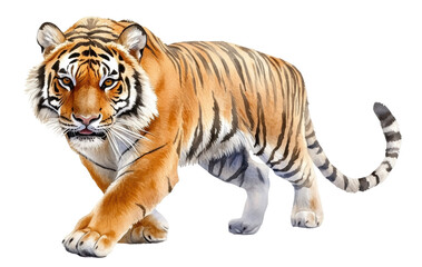 Fototapeta premium Tiger isolated on white background transparent PNG clipart.