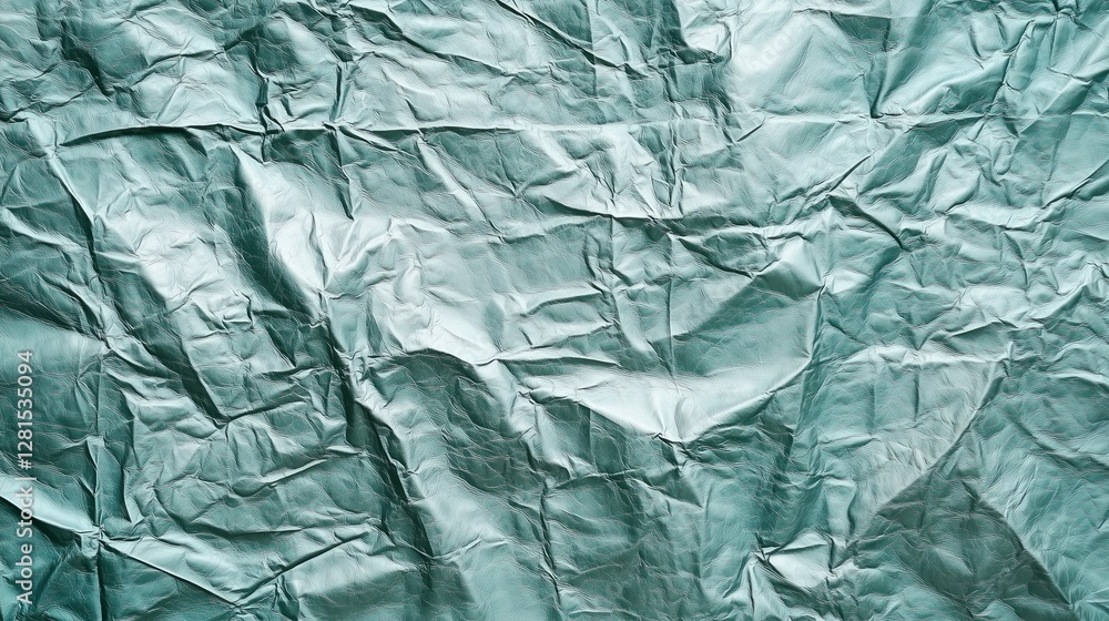 Aufkleber Textured light turquoise surface shows various wrinkles and folds patterns of light