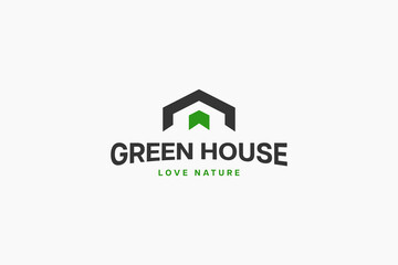 geometric green house symbol logo business design vector illustration. modern green house icon logo vector design template isolated on white background