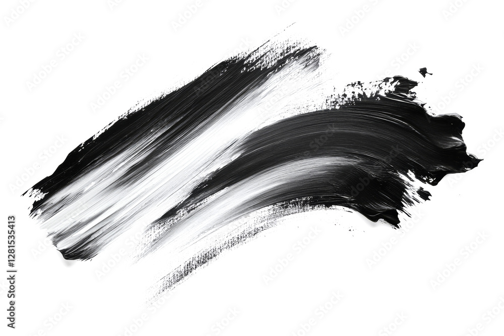 Aufkleber dynamic brushstrokes of black and white paint create an abstract expressionist design on a white bac