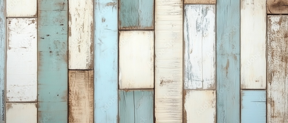 Poster rustic wooden planks in various shades of blue and white creating a textured background for artistic