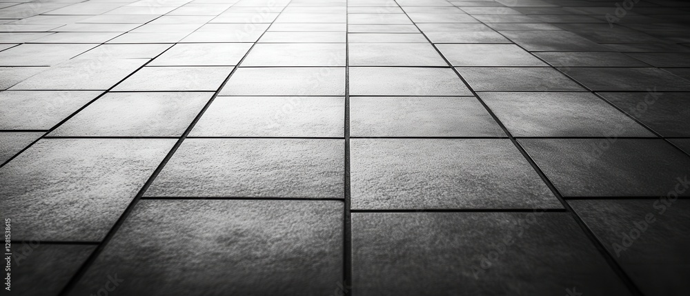 Poster monochrome elegance a captivating perspective of square tiles enhancing depth and texture with a sub