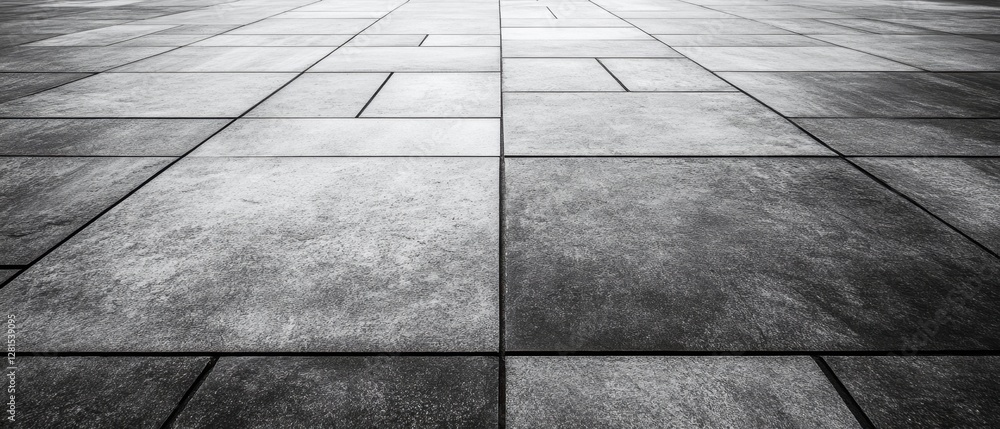 Poster abstract monochrome stone floor pattern with geometric tile arrangement and perspective view creatin