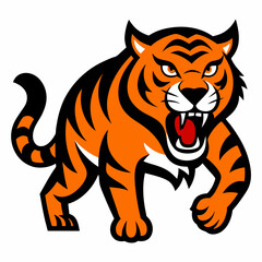 Angry hunting tiger vector illustration