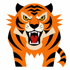 Angry hunting tiger vector illustration