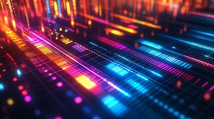 Obraz premium Abstract Neon Light Data Visualization Display