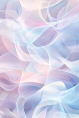 Illustration of a soft, dreamy abstract design made up of pastel colored clouds, with gentle, curving lines and organic shapes blending seamlessly together. The light, airy composition creates a