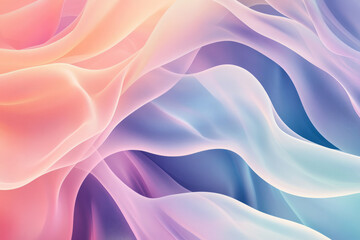 Fototapeta premium Illustration of fluid, flowing lines in soft pastel shades that create a harmonious and peaceful abstract pattern. The smooth transitions and organic shapes evoke a sense of calm and tranquility.