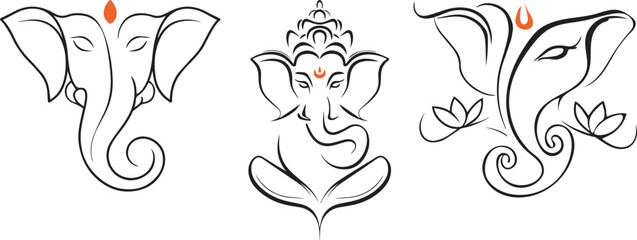 Sankashti Chaturthi Line Art Vector 