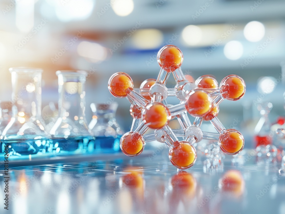 Aufkleber exciting chemistry experiments in a modern laboratory setting captivating molecular structures and g
