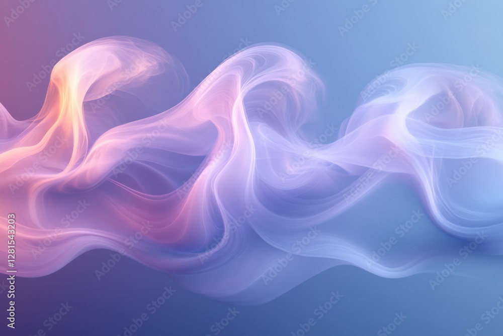 Poster ethereal wave of pastel smoke on a gradient background creating a dreamy and calming visual experien