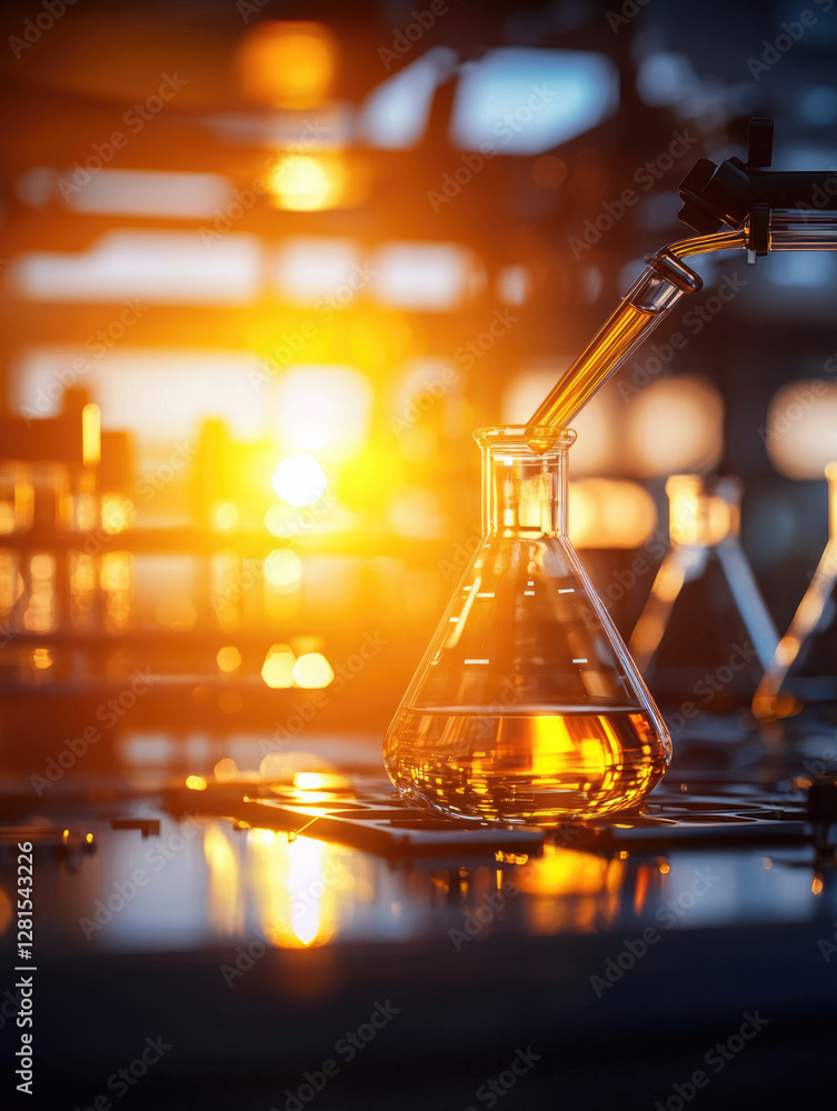 Poster dynamic chemistry experiment in a modern laboratory setting capturing the essence of scientific expl