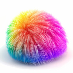 Colorful fluffy pompom with vibrant rainbow hues in soft texture. Generative AI