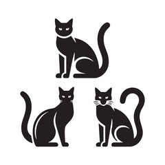 Set of black cat silhouettes