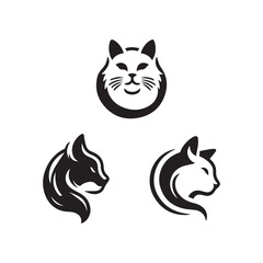 Set of black cat silhouettes