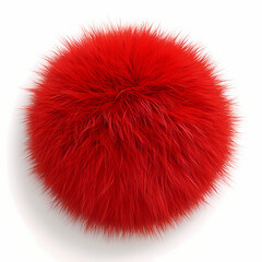 Bright red fluffy round object with a soft texture. Generative AI