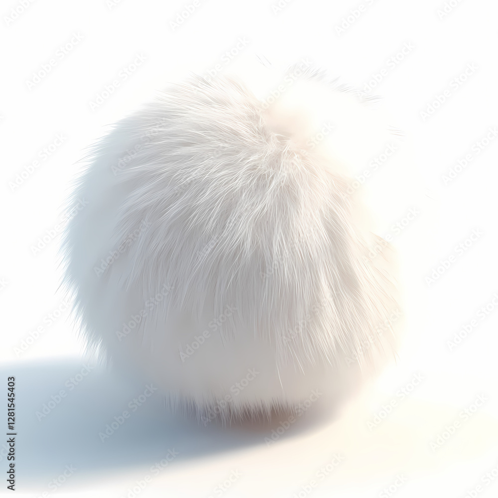 Poster soft white fluffy ball resting on a simple background. generative ai