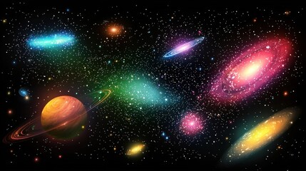 Cosmic Wonders: A Celestial Tapestry of Galaxies and Planets