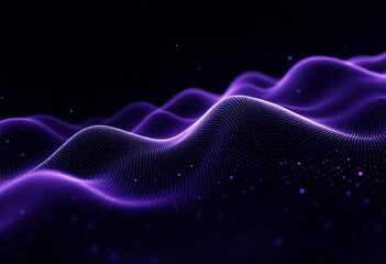 Fototapeta premium Purple futuristic landscape with glowing particle waves and vibrant energy