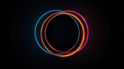 Neon glowing circles deep black background create futuristic vibe