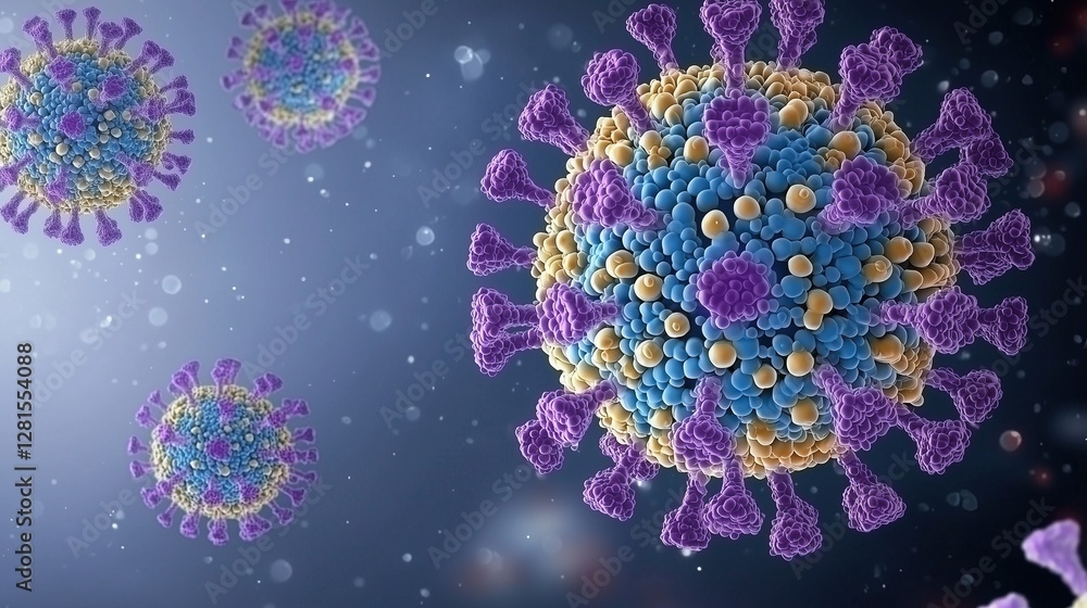 Aufkleber microscopic view of viral corona covid 19 hmpv virus pathogens structural complexity and potential i
