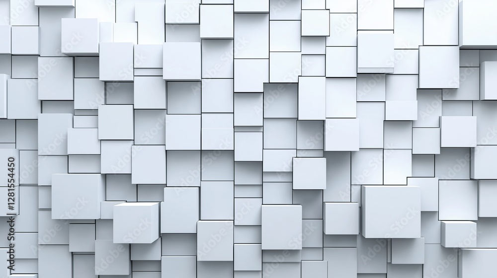 Poster abstract arrangement of white blocks modern and clean geometric pattern background