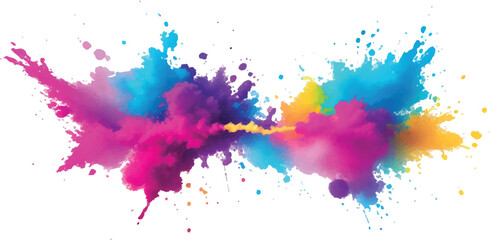 A Vibrant and Bold Watercolor Explosion Featuring Colorful Stains, Splashes, and Brush Strokes on a Clean, White Background, Showcasing a Modern and Abstract Artistic Style.
