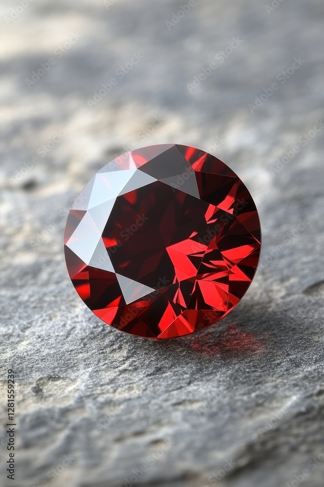 Poster radiant ruby on textured stone background showcasing brilliant facets and deep red color in a close 