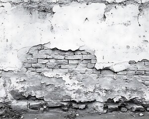 Obraz premium The deteriorated brick wall reveals its internal structures