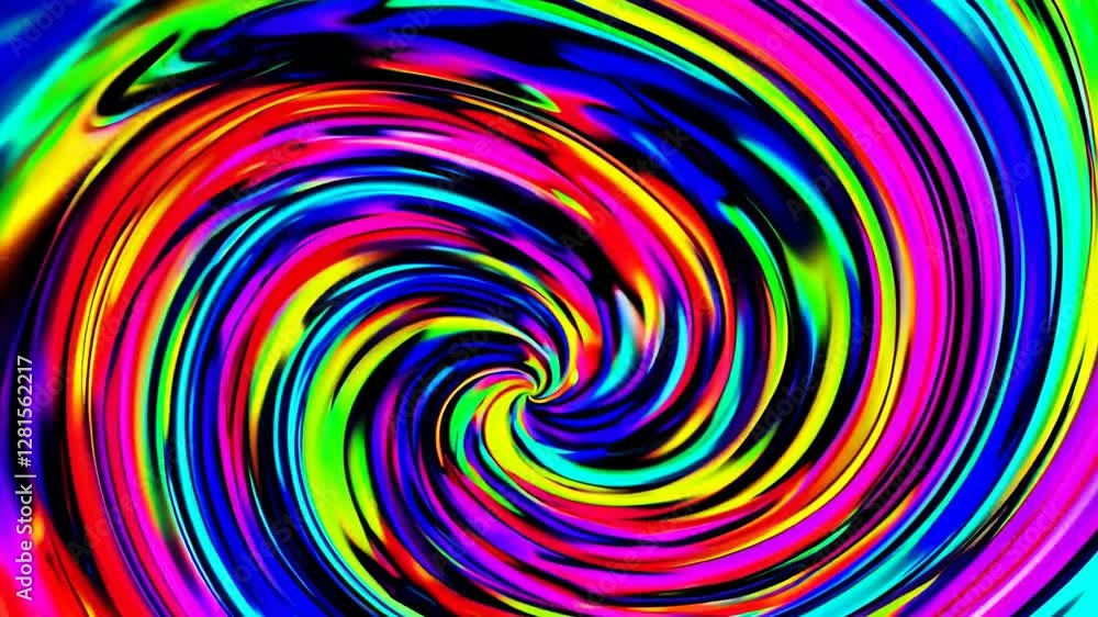 Poster vibrant swirling abstract pattern with rainbow colors, creating a dynamic and energetic visual effec
