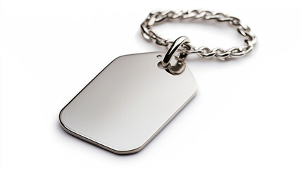 shiny metal keychain tag with blank surface, ideal for personalization