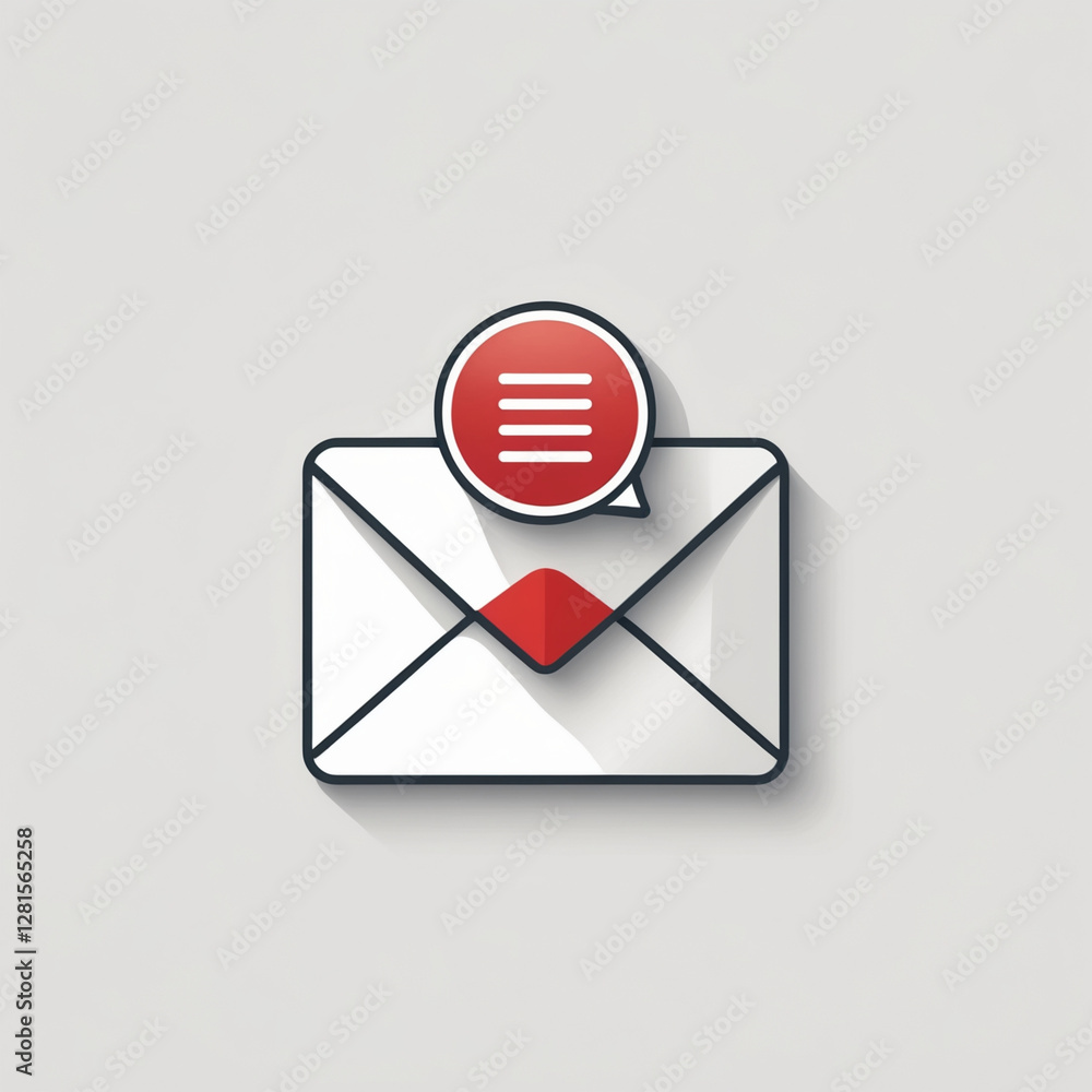 Poster new message notification icon – email envelope with red alert badge – modern 3d communication symbol