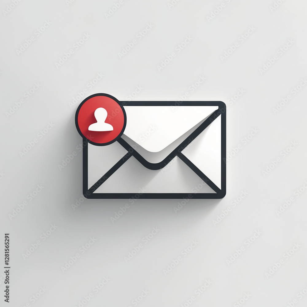 Poster new message notification icon – email envelope with red alert badge – modern 3d communication symbol
