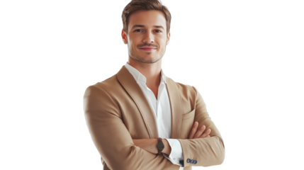 Online store owner, stylish modern entrepreneur, smart-casual attire, looking confidently at the camera, white background, isolated PNG