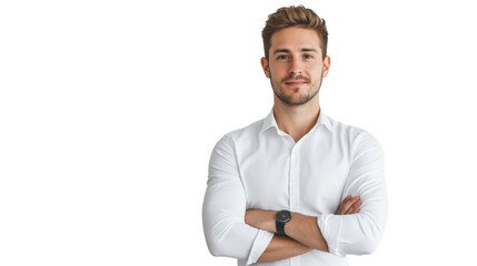 Online store owner, stylish modern entrepreneur, smart-casual attire, looking confidently at the camera, white background, isolated PNG