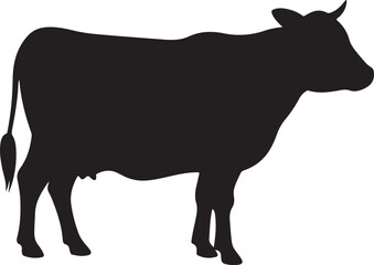 Single cow silhouette vector on white background