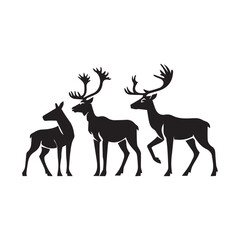 Deer animal family silhouettes fawn