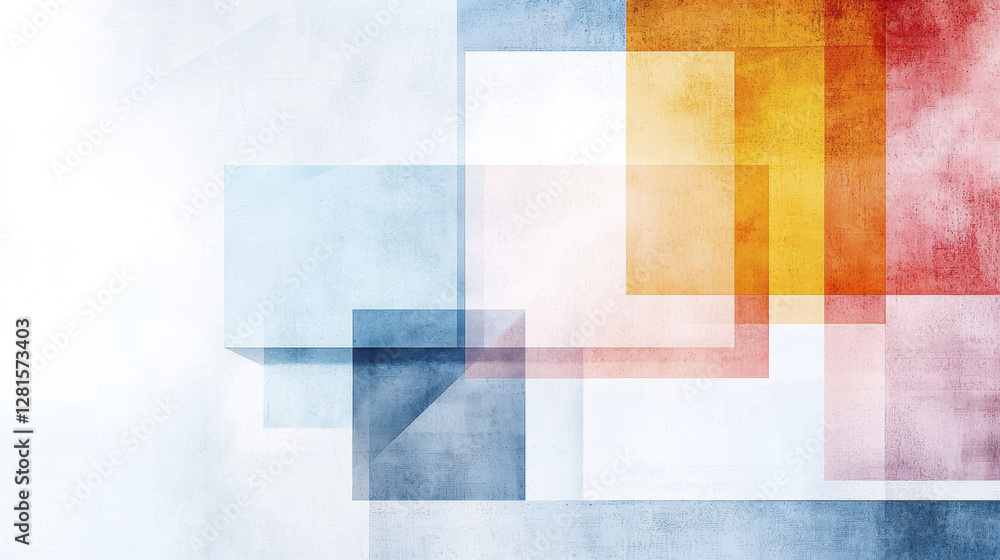 Poster minimalistic geometric abstract design with layered shapes and colors