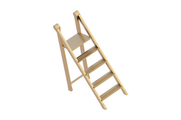Golden stepladder isolated on white background. 3d render