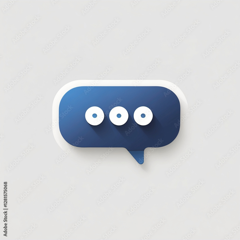 Poster chat bubble icon – modern 3d messaging symbol with three dots – communication, conversation, chatbot